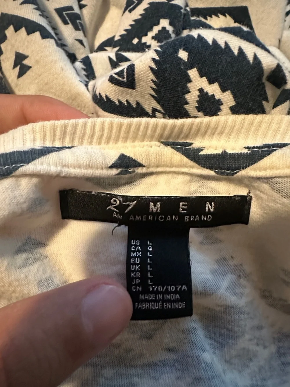 21men Cream and Dark Blue Aztec Crewneck Sweater - Picture 13 of 13